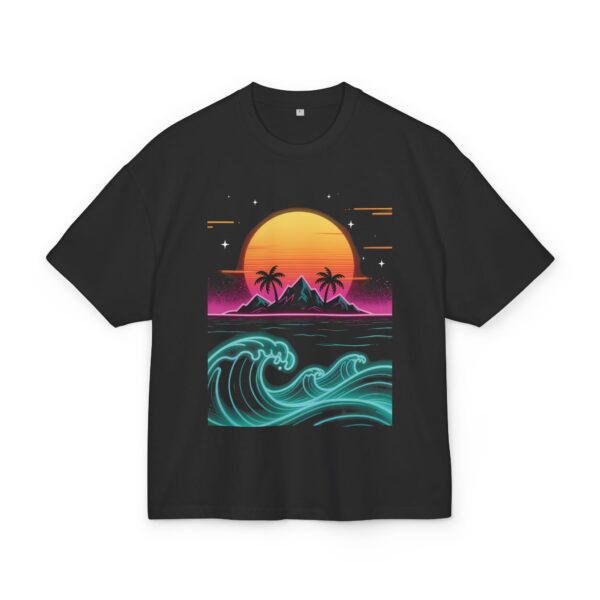 Retro Neon Sunset Wave T-Shirt | Vaporwave Tropical Graphic Tee