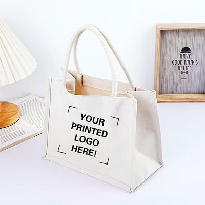 White canvas tote on lifestyle desk setting