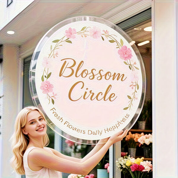 custom_merch_goods_rest_32_04_06_2026 Blossom Circle circular pink acrylic sign
