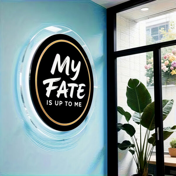 Neon-style "My Fate is Up to Me" acrylic sign